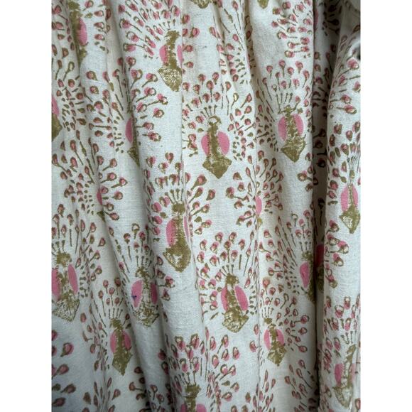 Mirth Square Neck Peacock Print Cotton Maxi Dress Sz. L - Picture 2 of 10